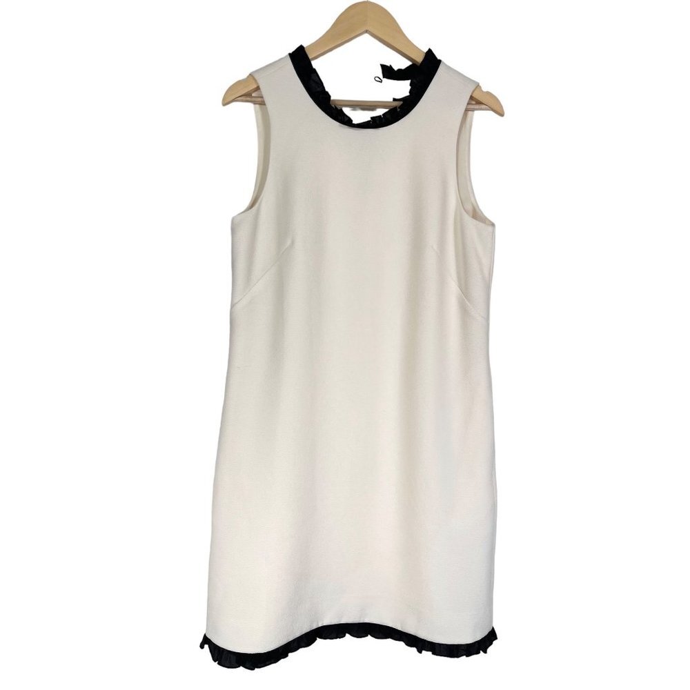 J.Crew ruffle trim Sleevless Shift Event Cocktail dress cream sz 8
